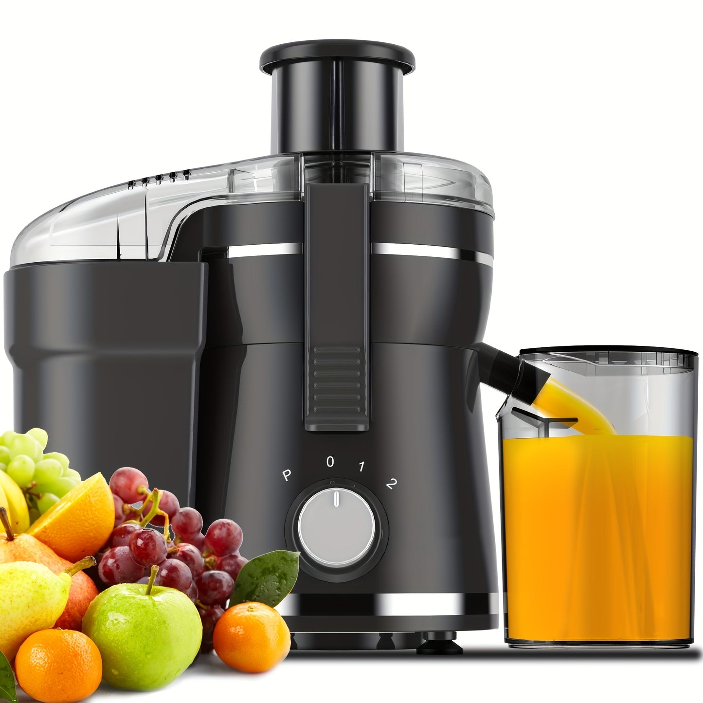 500W High-Power Centrifugal Juicer with Wide Mouth Feed Chute - Easy Fruit & Vegetable Extraction, Dishwasher Safe Stainless Steel, Space-Saving Design, Includes Glass Pitcher & Measuring Cups, Perfect for Healthy Living