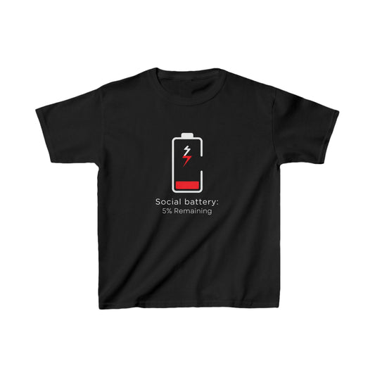 Social Battery: 5% Remaining Kids T-shirt