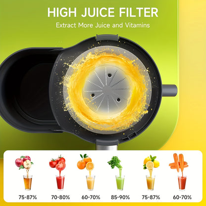 500W High-Power Centrifugal Juicer with Wide Mouth Feed Chute - Easy Fruit & Vegetable Extraction, Dishwasher Safe Stainless Steel, Space-Saving Design, Includes Glass Pitcher & Measuring Cups, Perfect for Healthy Living