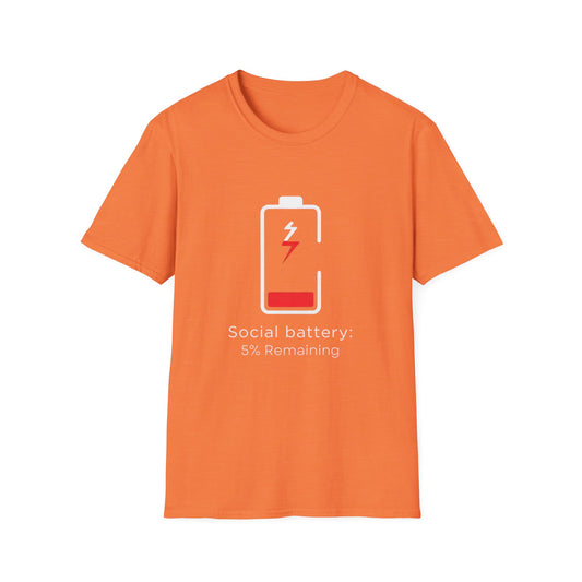 Social Battery: 5% Remaining Unisex Adult T-Shirt