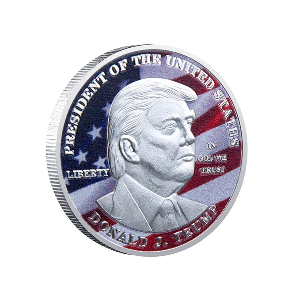 New President Donald Trump Commemorative Coin Silver Gold Plated