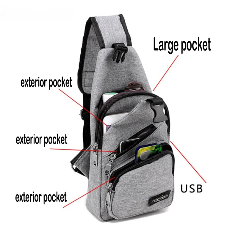 USB Charging Sling Bag For Men/women