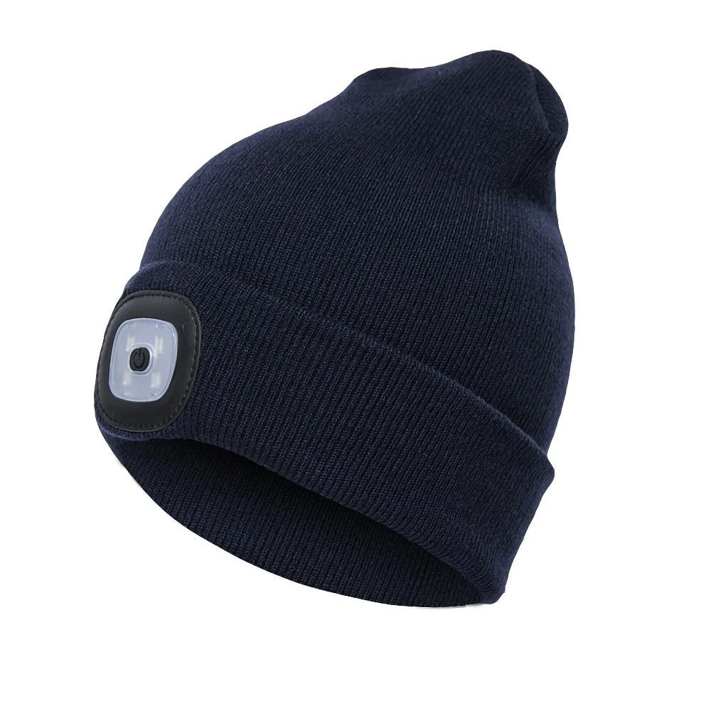 Led Light Head Lamp Knitted Hat 