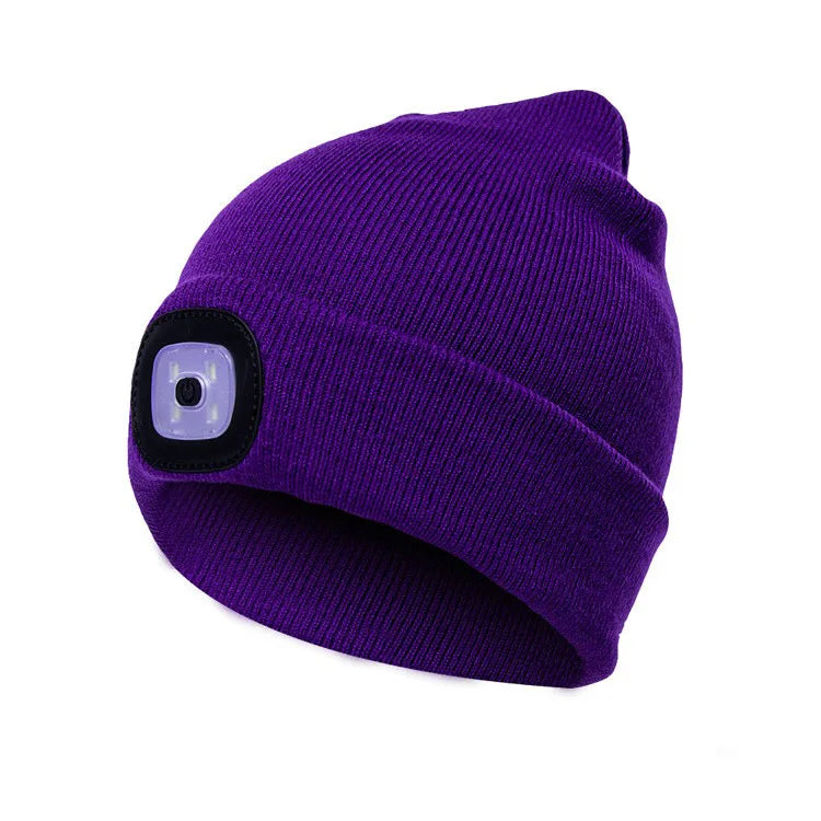 Led Light Head Lamp Knitted Hat 