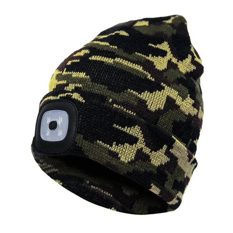 Led Light Head Lamp Knitted Hat 