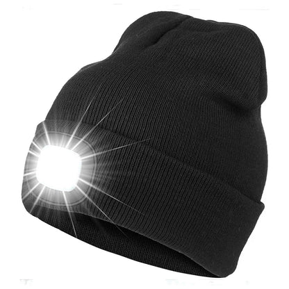 Led Light Head Lamp Knitted Hat 