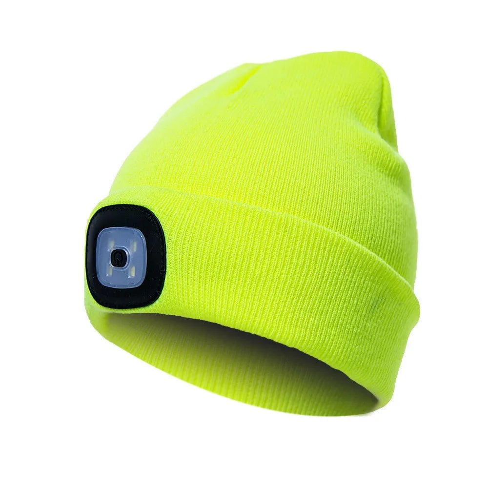 Led Light Head Lamp Knitted Hat 