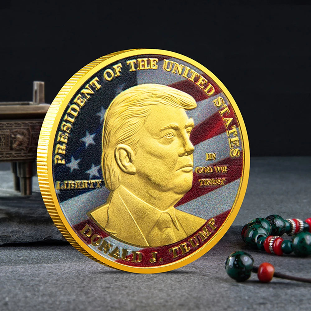 New President Donald Trump Commemorative Coin Silver Gold Plated