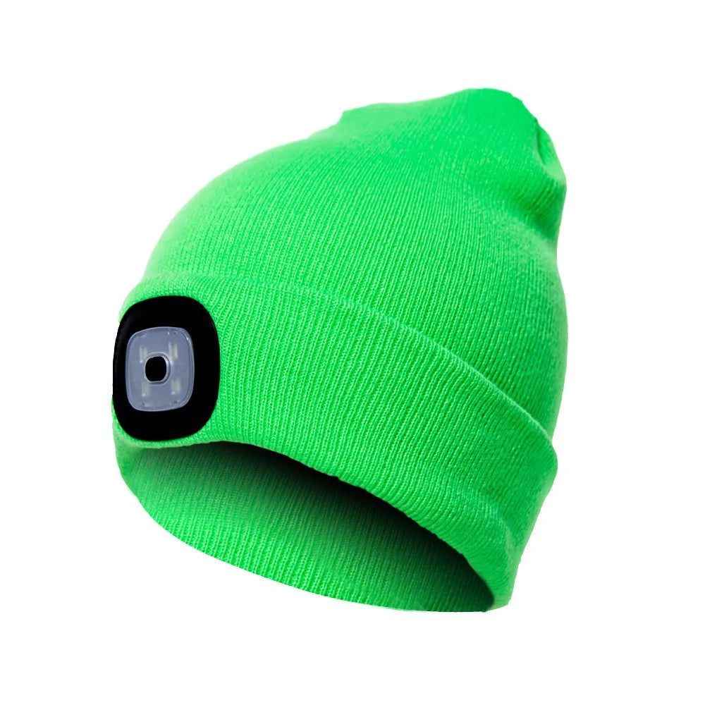 Led Light Head Lamp Knitted Hat 