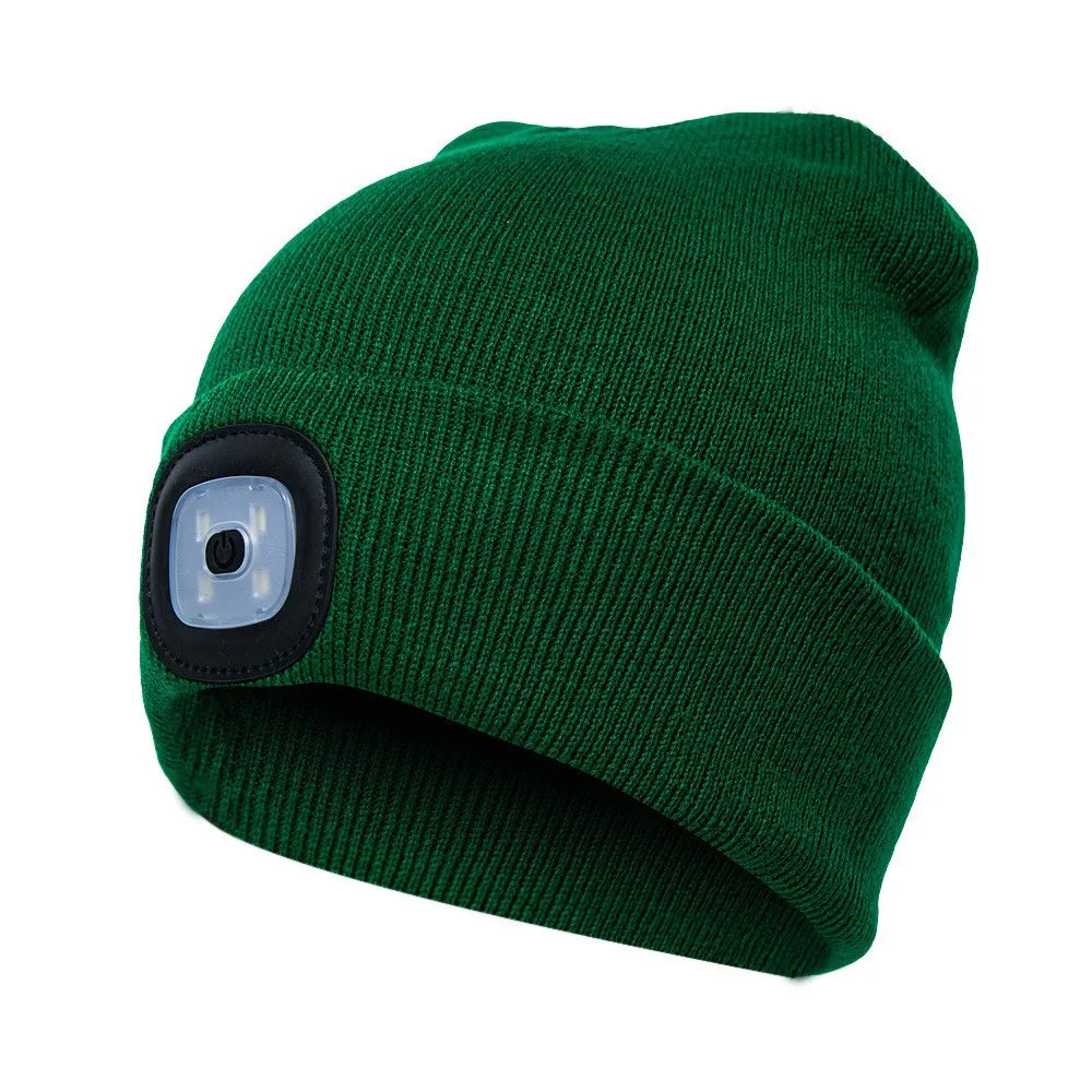 Led Light Head Lamp Knitted Hat 