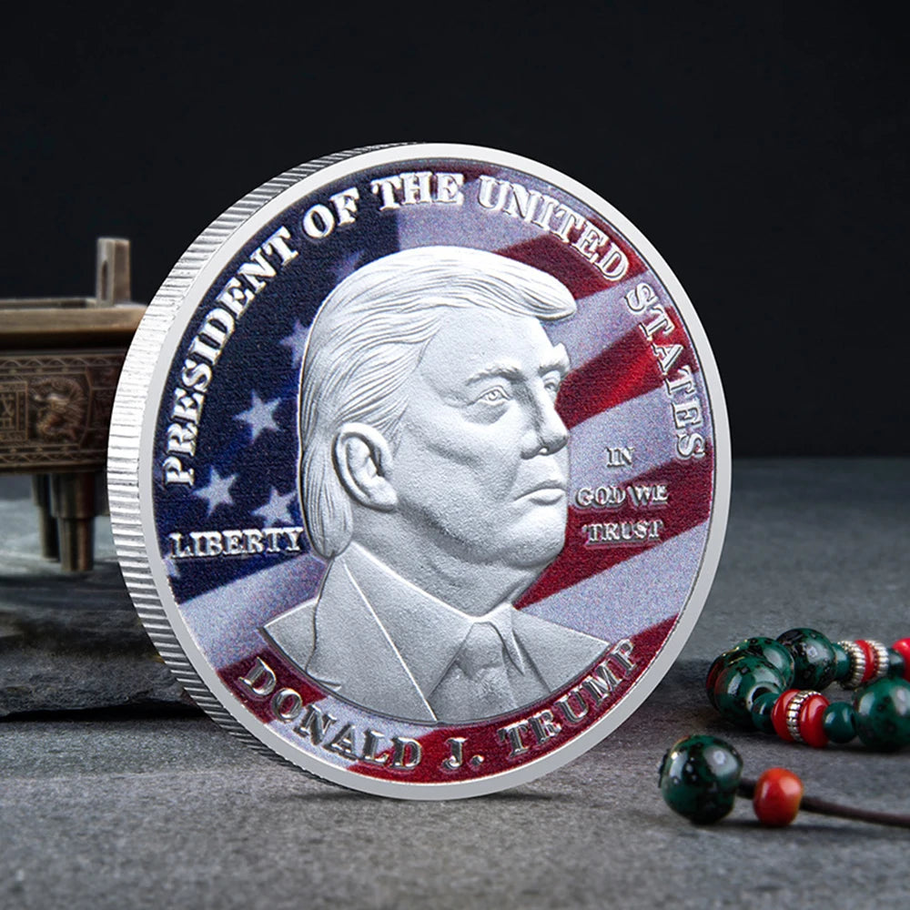 New President Donald Trump Commemorative Coin Silver Gold Plated